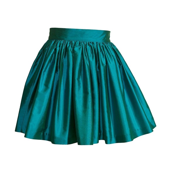 Like-New Silk-Taffeta Teal Party-Skirt by Skot - Picture 3 of 8